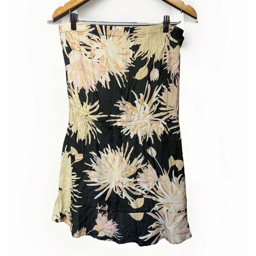 Cloth & Stone Floral Off Shoulder Medium Sundress Tube Top Dress Gray Yellow